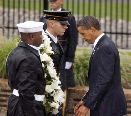 Eighth anniversary of 9/11 marked in rain