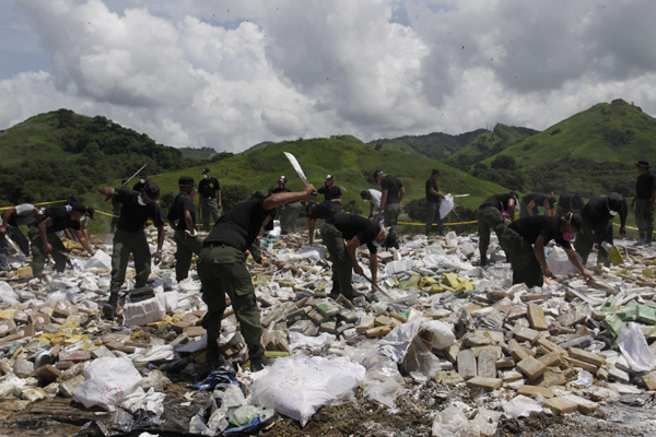 Drugs destroyed by Panama's anti-narcotics police