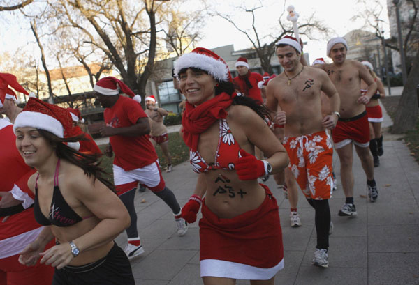 'Santa run' in downtown Budapest