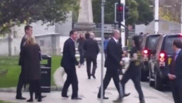 British PM Cameron is confronted in London